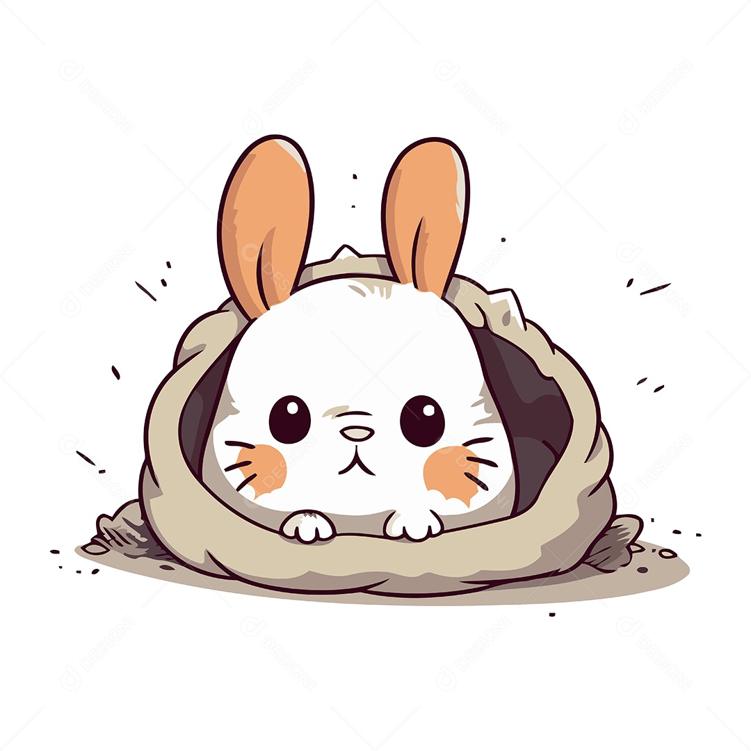 Coelho Fofo de Desenho Animado Ilustração Vetor EPS