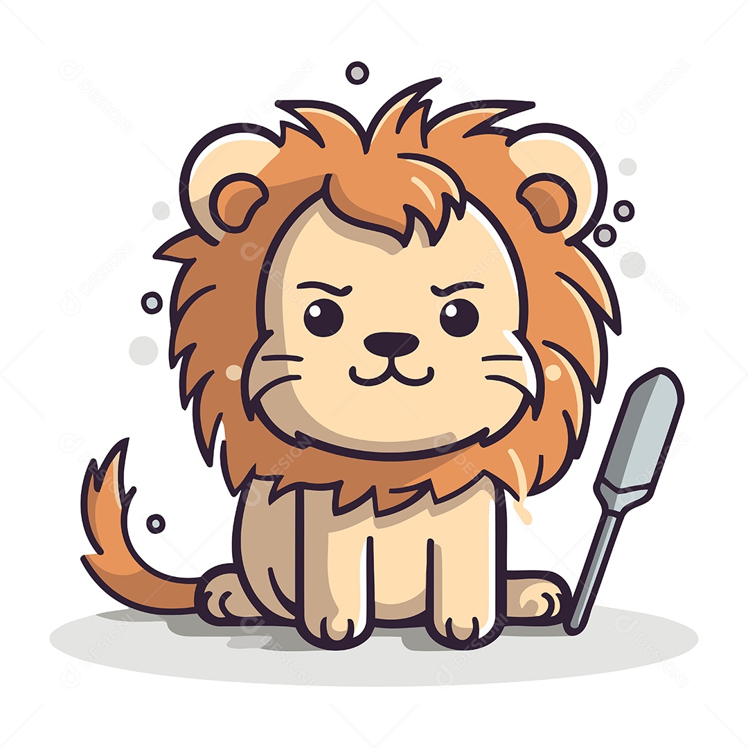 Leão de Desenho Animado Ilustração Vetor EPS