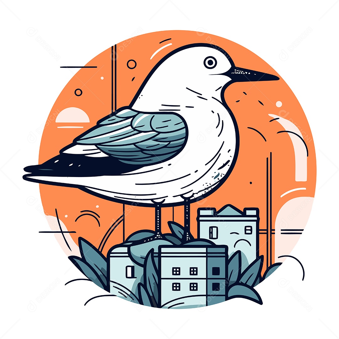 Gaivota de Desenho Animado Ilustração Vetor EPS