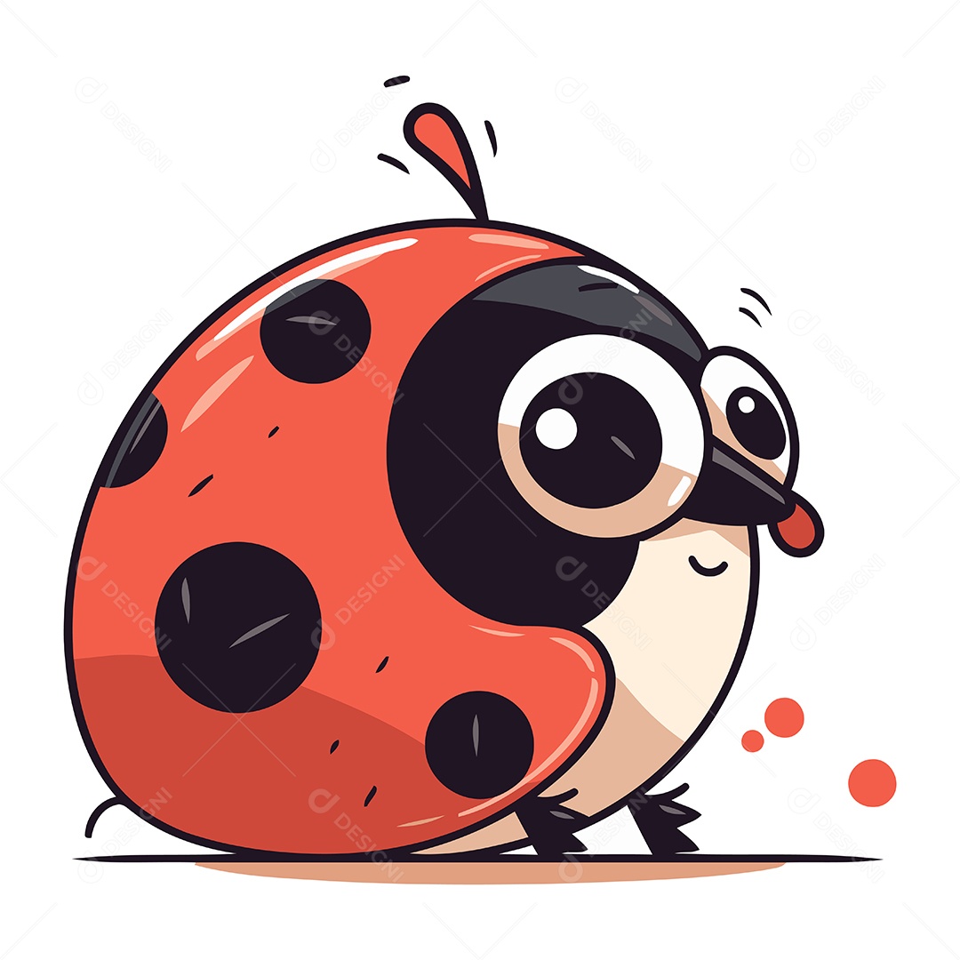 Joaninha Fofa de Desenho Animado Ilustração Vetor EPS