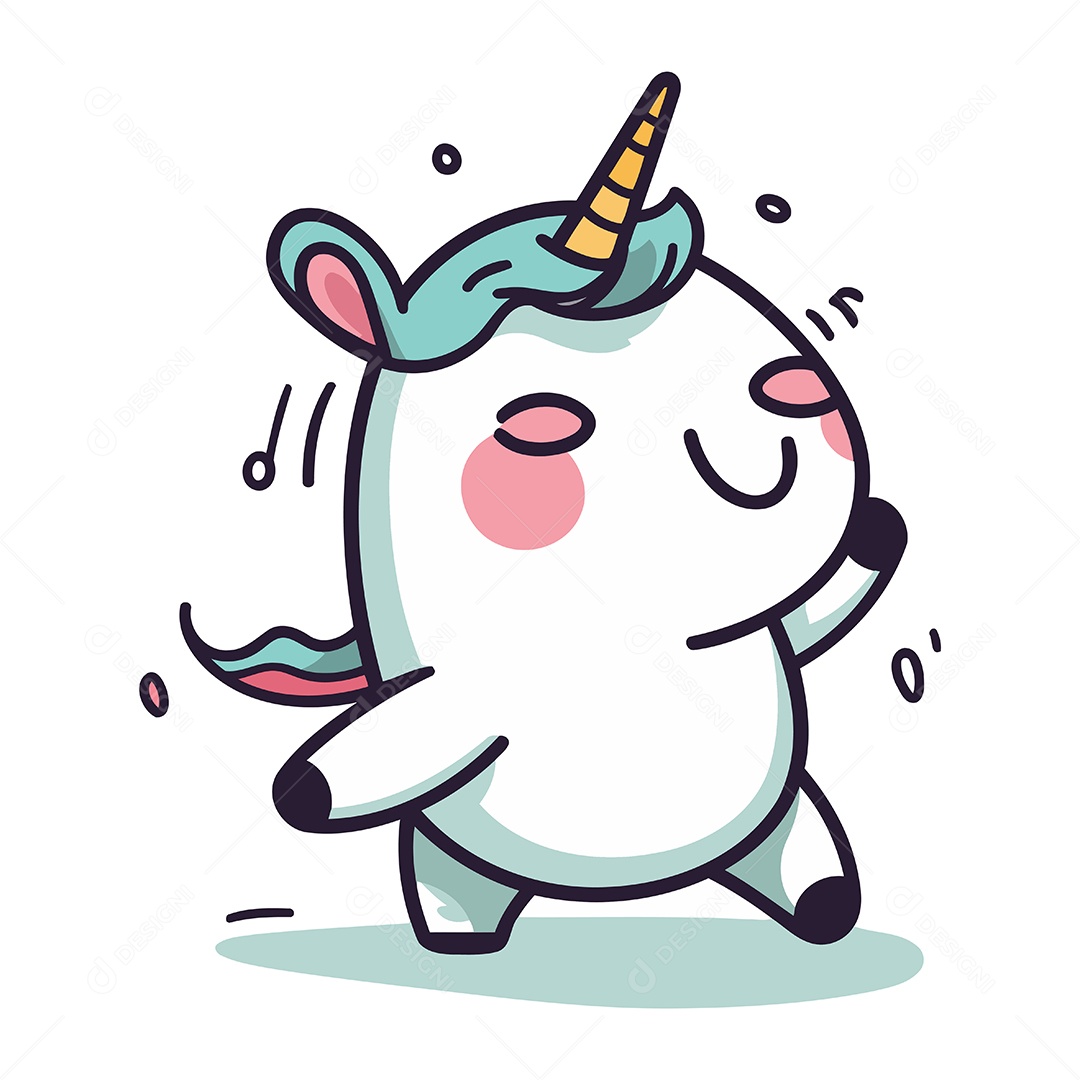 Unicórnio Fofo de Desenho Animado Ilustração Vetor EPS