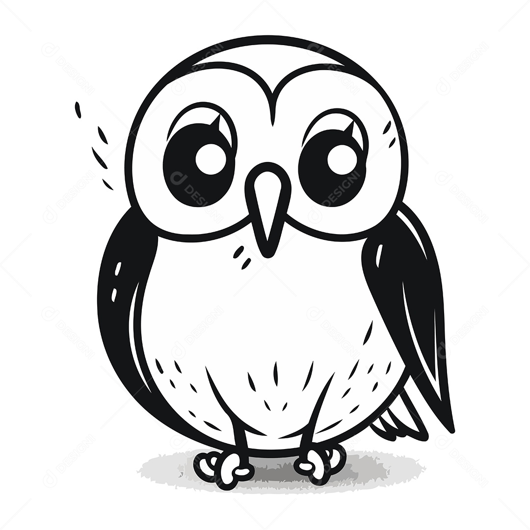 Coruja de Desenho Animado Fofa Ilustração Vetor EPS