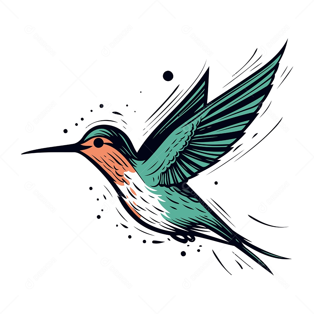 Beija Flor de Desenho Animado Ilustração Vetor EPS