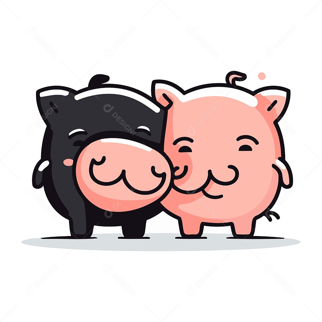 Cofrinhos de Desenho Animado Ilustração Vetor EPS