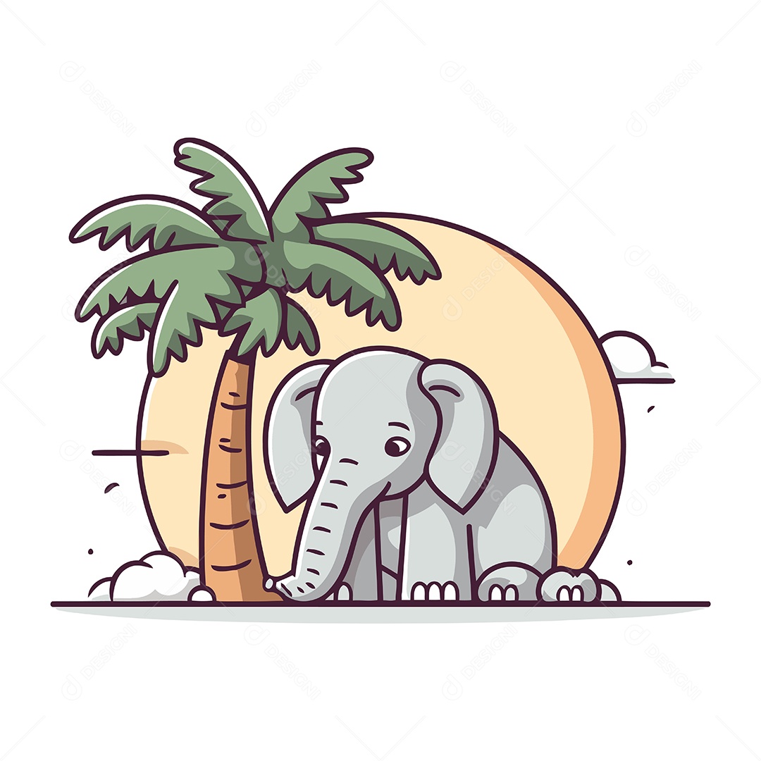 Elefante de Desenho Animado Ilustração Vetor EPS