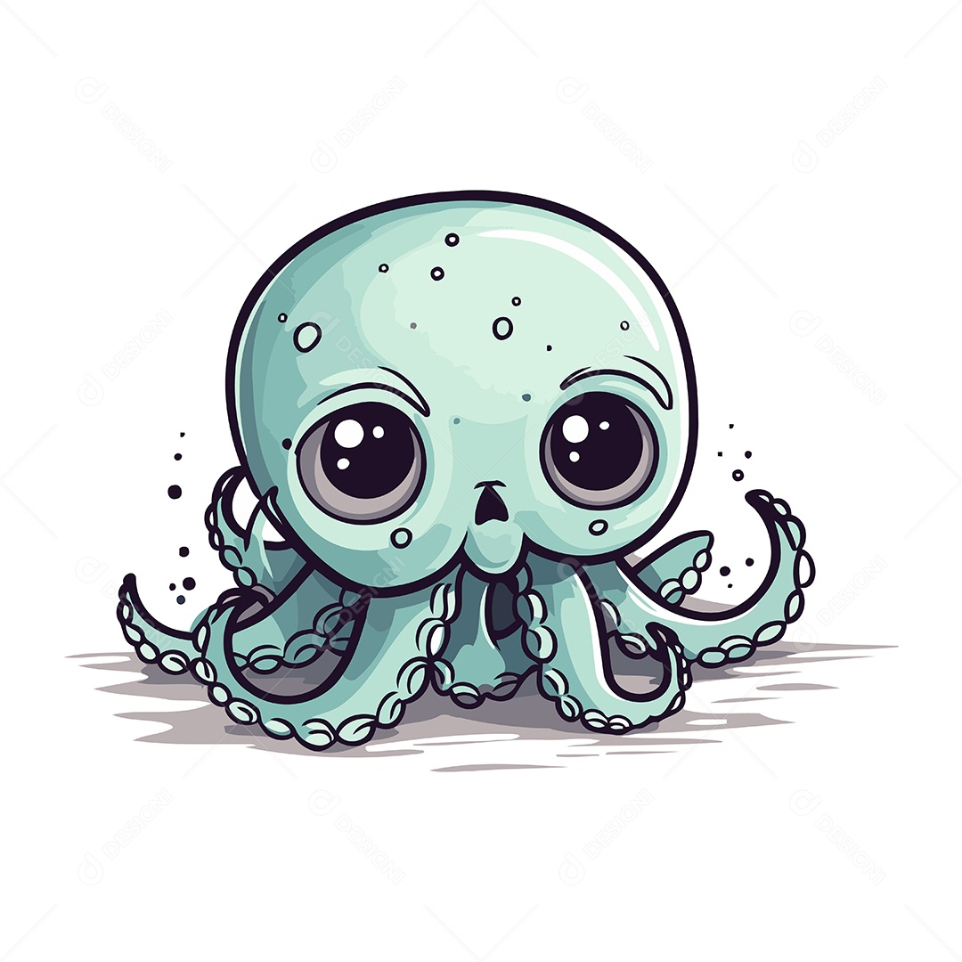 Polvo Fofo de Desenho Animado Ilustração Vetor EPS