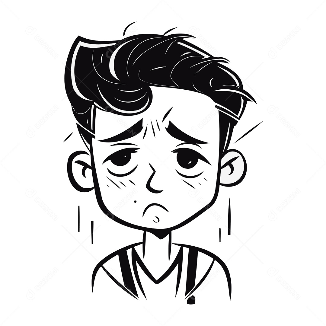 Homem Triste de Desenho Animado Ilustração Vetor EPS