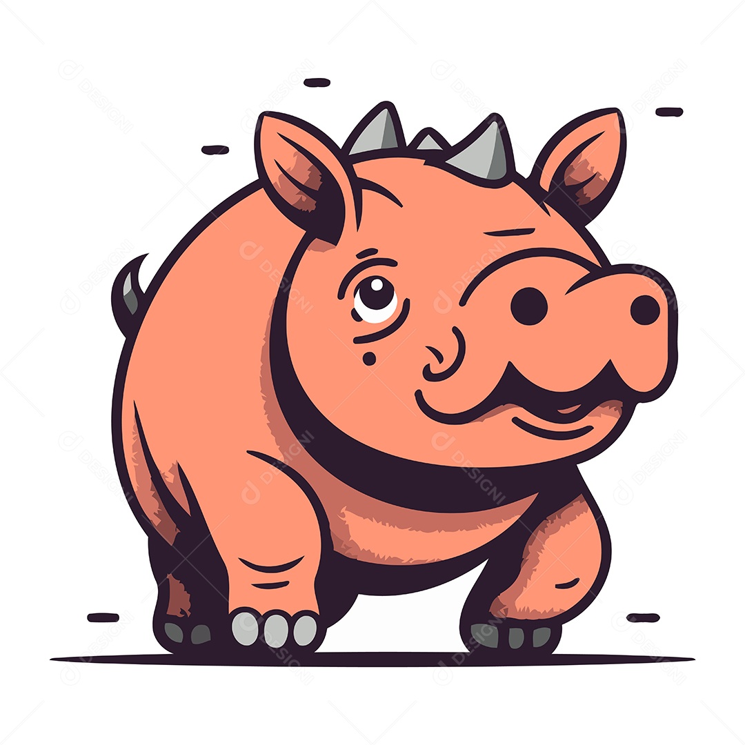 Hipopótamo de Desenho Animado Ilustração Vetor EPS