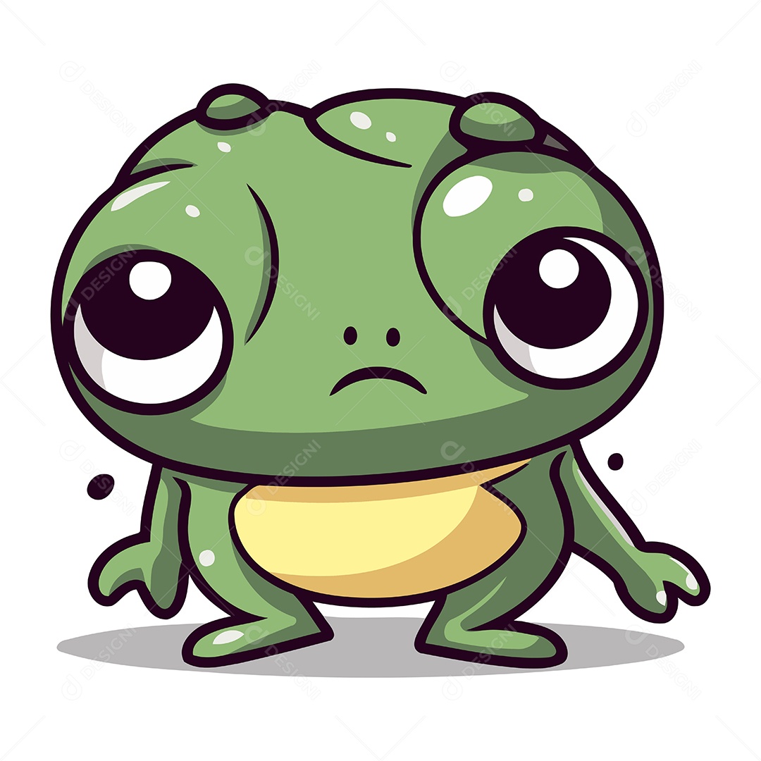 Sapo Fofo de Desenho Animado Ilustração Vetor EPS