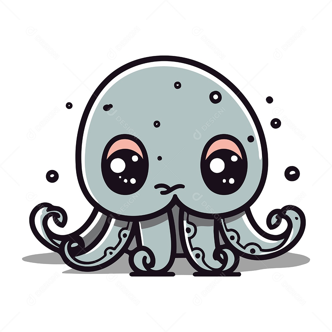 Polvo Fofo de Desenho Animado Ilustração Vetor EPS