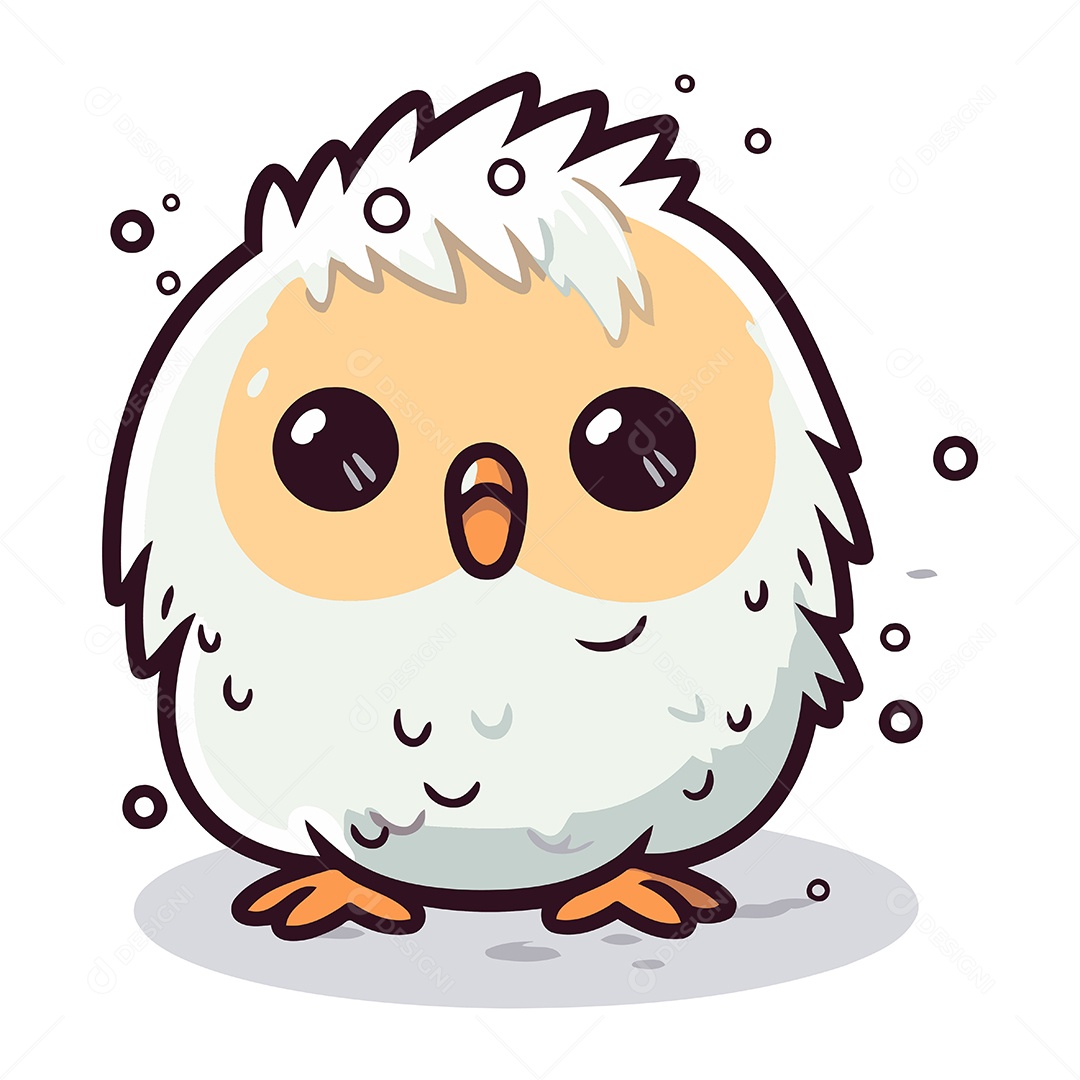 Pintinho Fofo de Desenho Animado Ilustração Vetor EPS