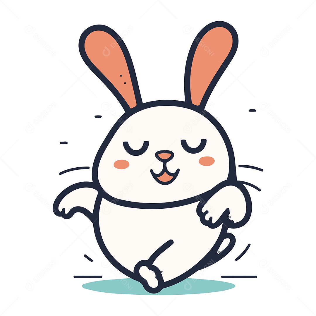 Coelho Fofo de Desenho Animado Ilustração Vetor EPS