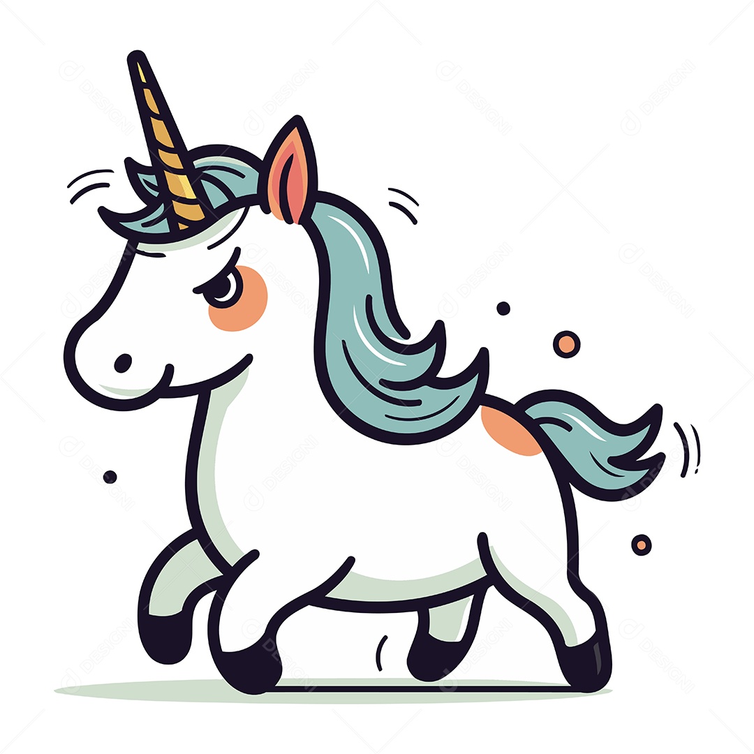 Unicórnio Fofo de Desenho Animado Ilustração Vetor EPS