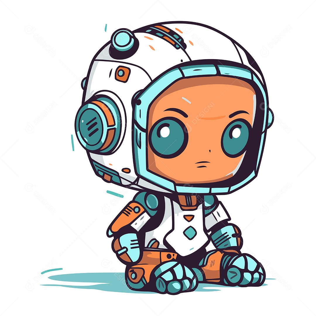 Astronauta Fofo de Desenho Animado Ilustração Vetor EPS