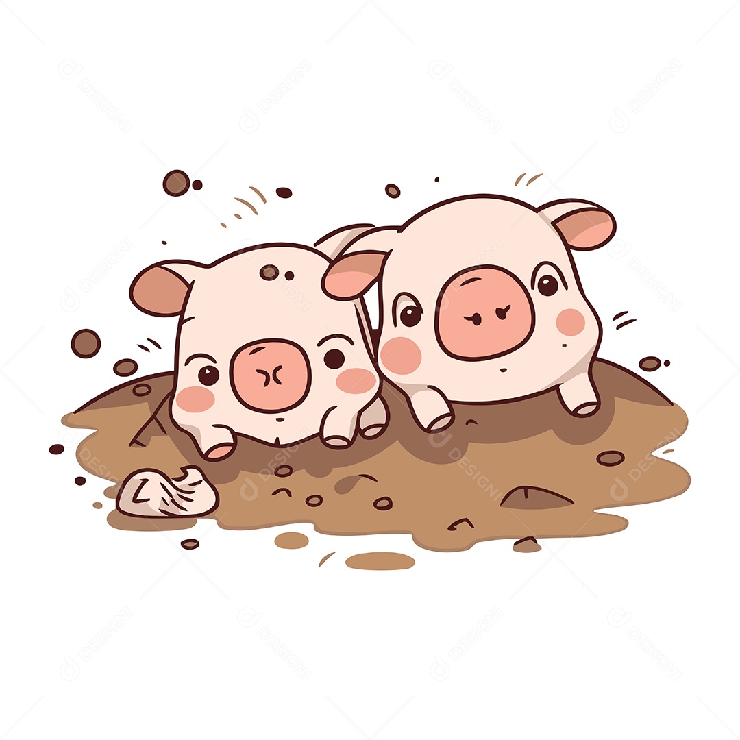 Porquinhos Fofo de Desenho Animado Ilustração Vetor EPS