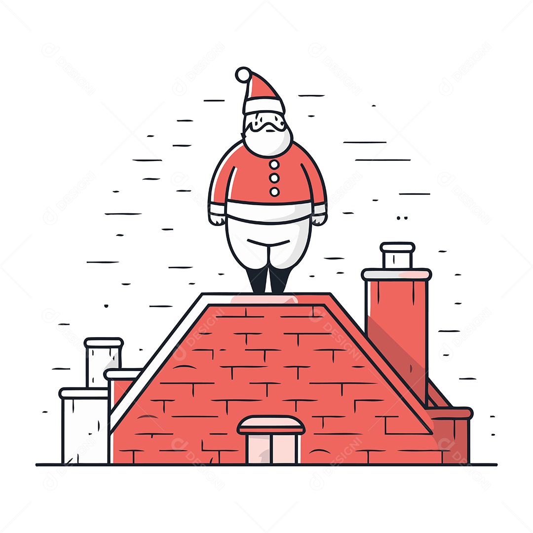 Papai Noel em Pé no Telhado Ilustração Vetor EPS