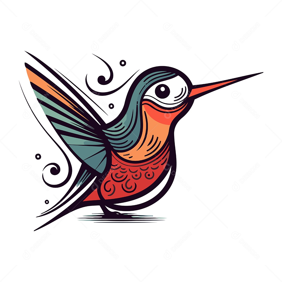 Beija Flor de Desenho Animado Ilustração Vetor EPS