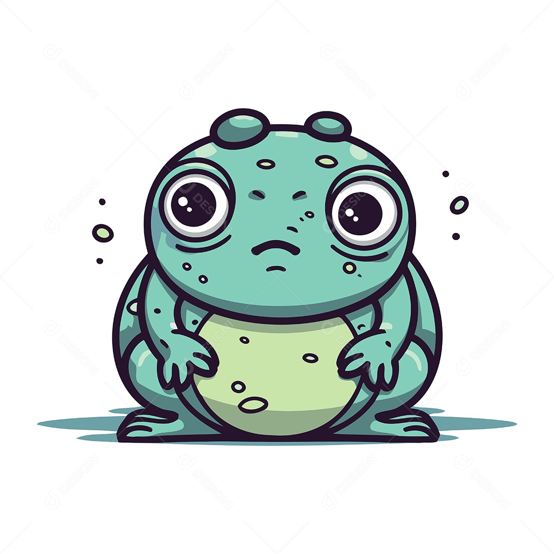 Sapo Fofo de Desenho Animado Ilustração Vetor EPS