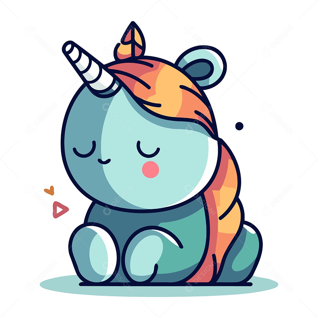 Unicórnio Fofo de Desenho Animado Ilustração Vetor EPS