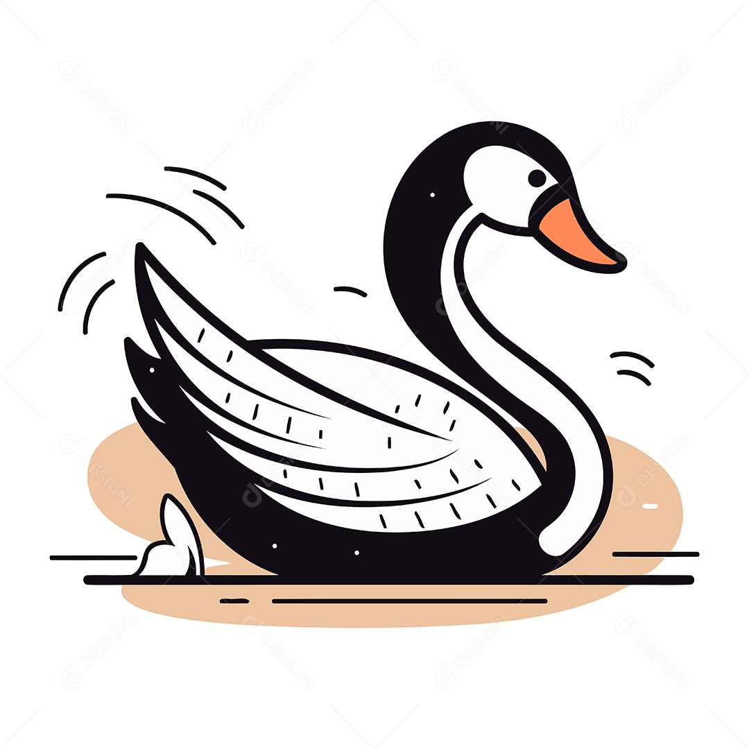 Cisne de Desenho Animado Ilustração Vetor EPS