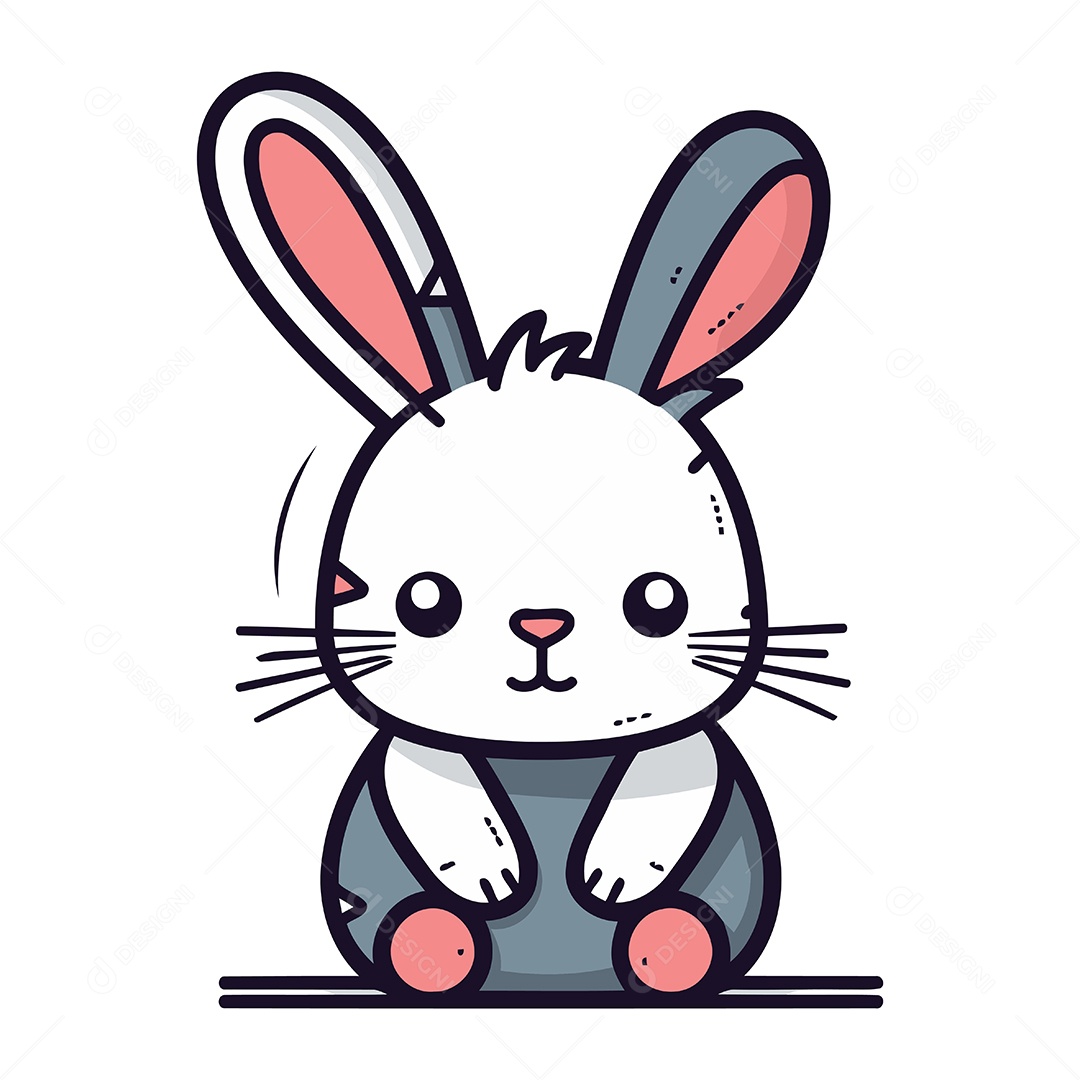 Coelho Fofo de Desenho Animado Ilustração Vetor EPS