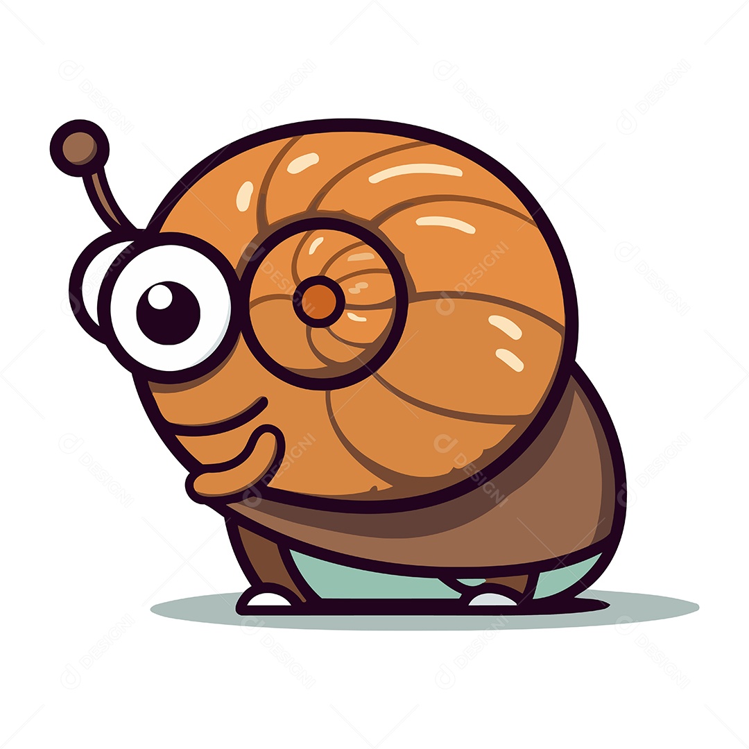 Caracol Fofo de Desenho Animado Ilustração Vetor EPS