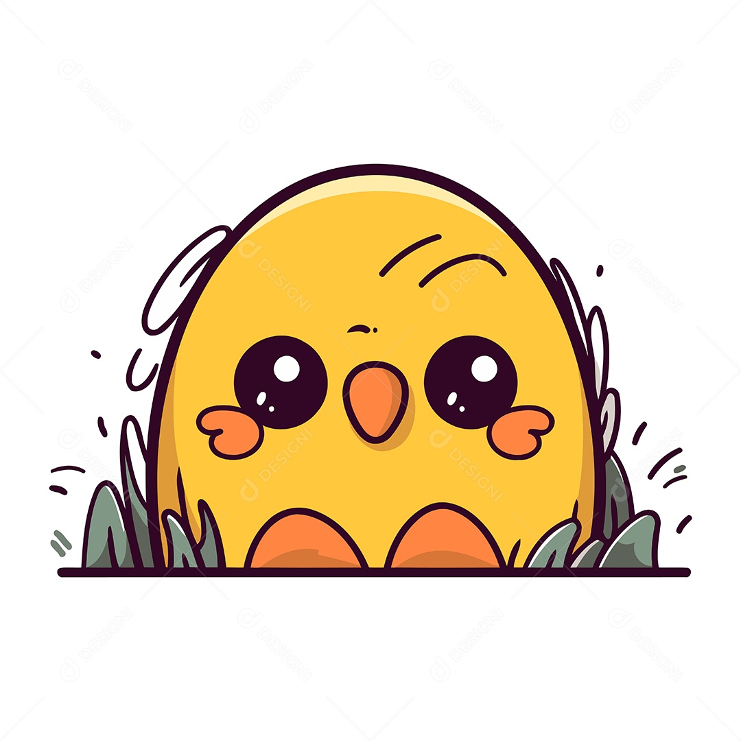 Pintinho Fofo de Desenho Animado Ilustração Vetor EPS