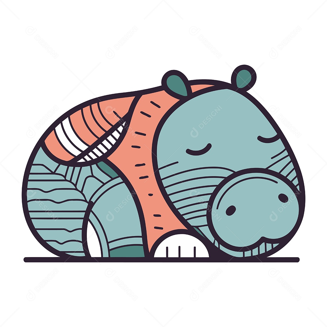 Hipopótamo de Desenho Animado Ilustração Vetor EPS