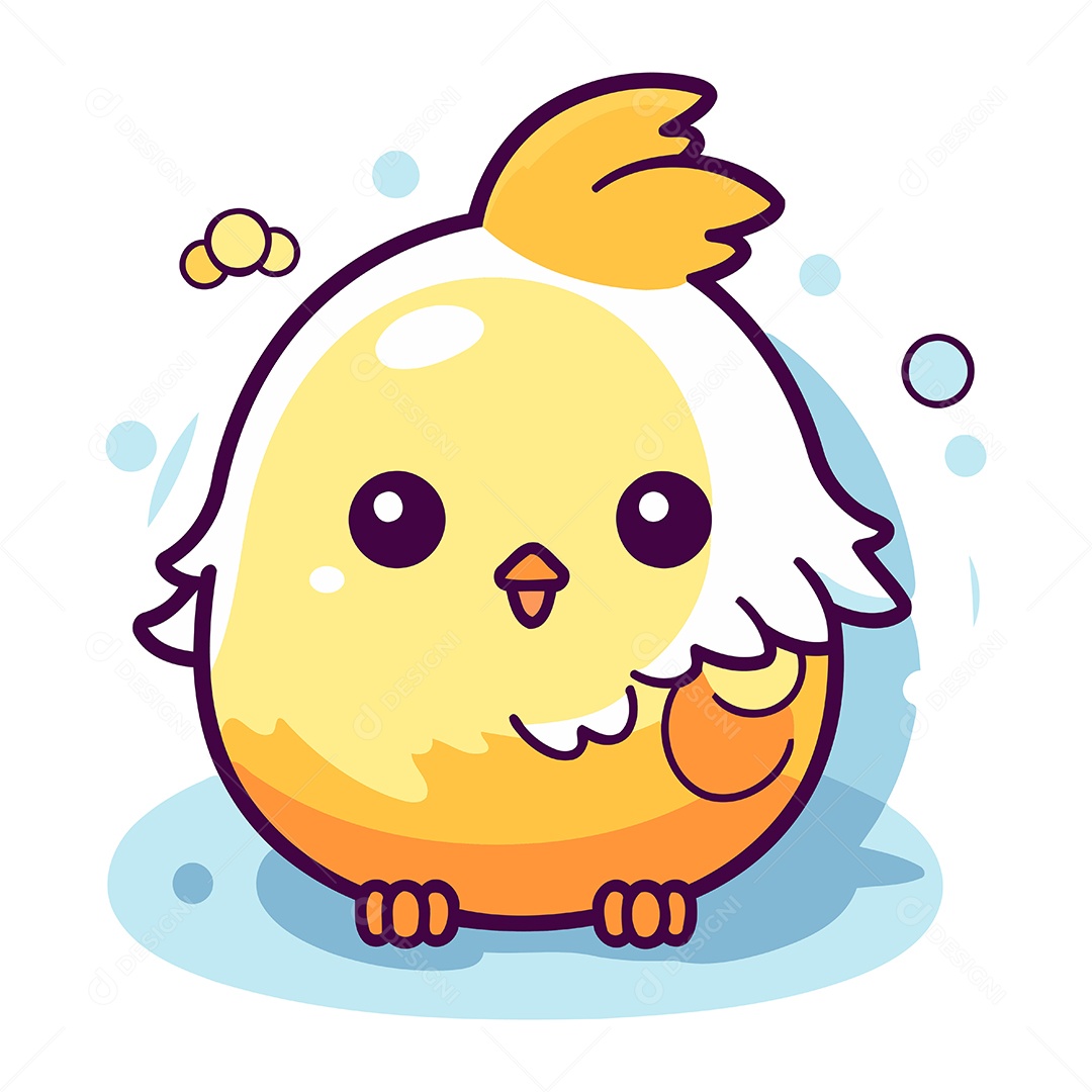 Pintinho Fofo de Desenho Animado Ilustração Vetor EPS