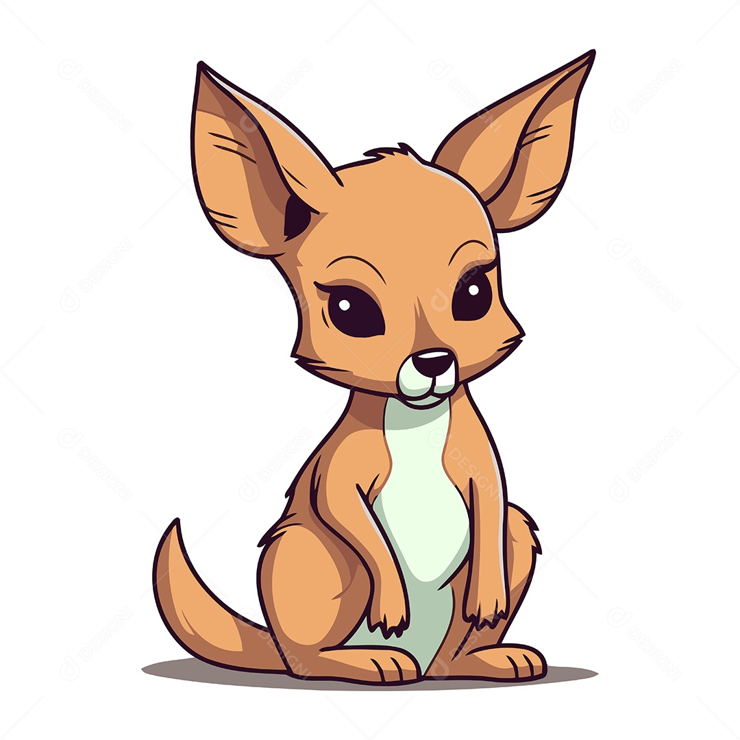 Canguru Fofo de Desenho Animado Ilustração Vetor EPS