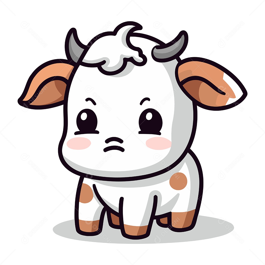 Vaca Fofa de Desenho Animado Ilustração Vetor EPS