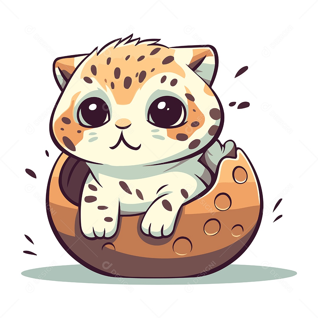 Gato Fofo de Desenho Animado Ilustração Vetor EPS