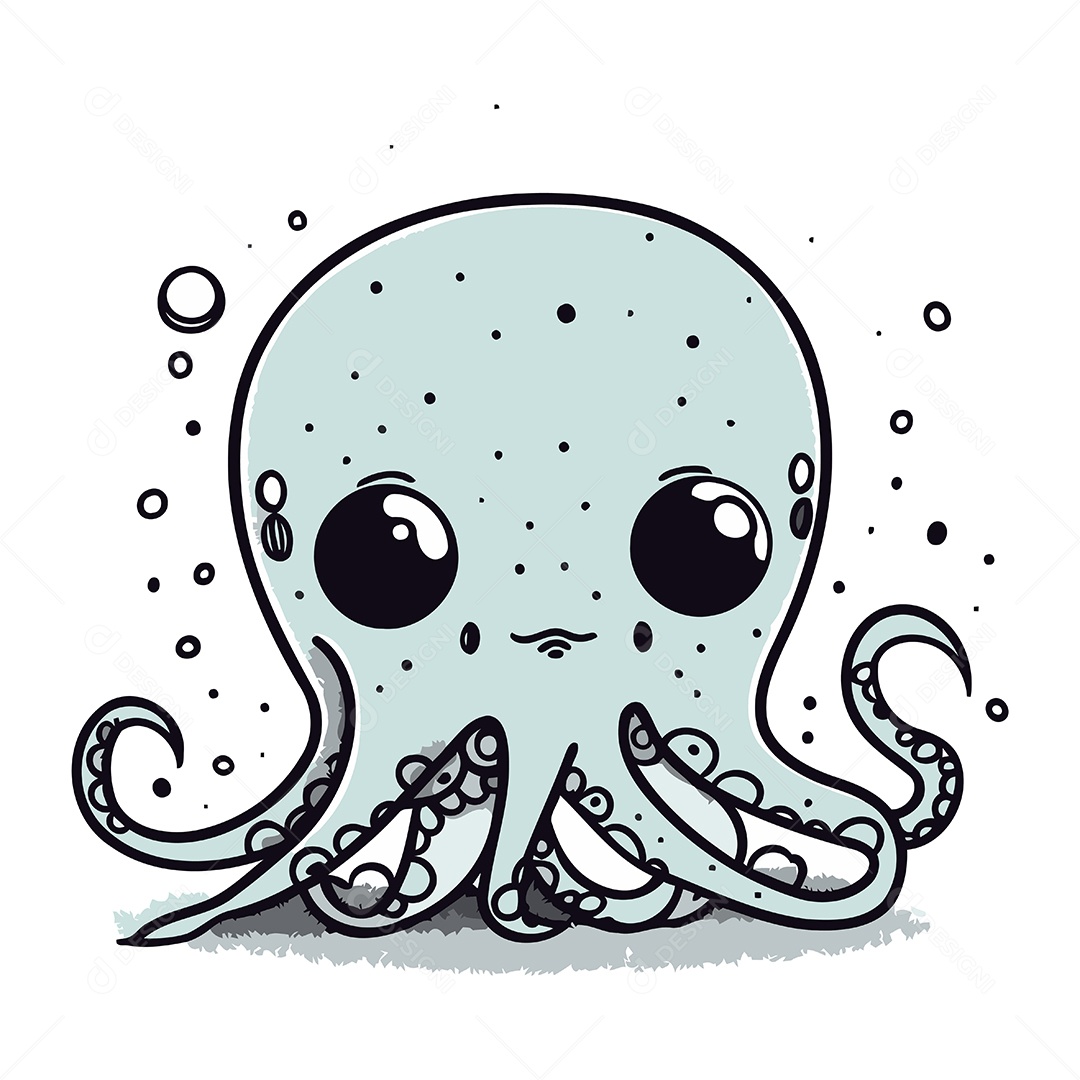 Polvo Fofo de Desenho Animado Ilustração Vetor EPS