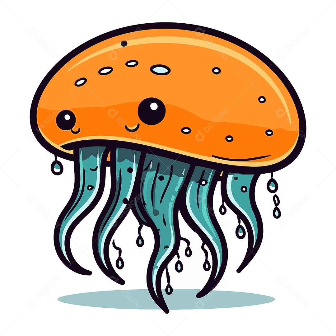 Água Viva de Desenho Animado Ilustração Vetor EPS