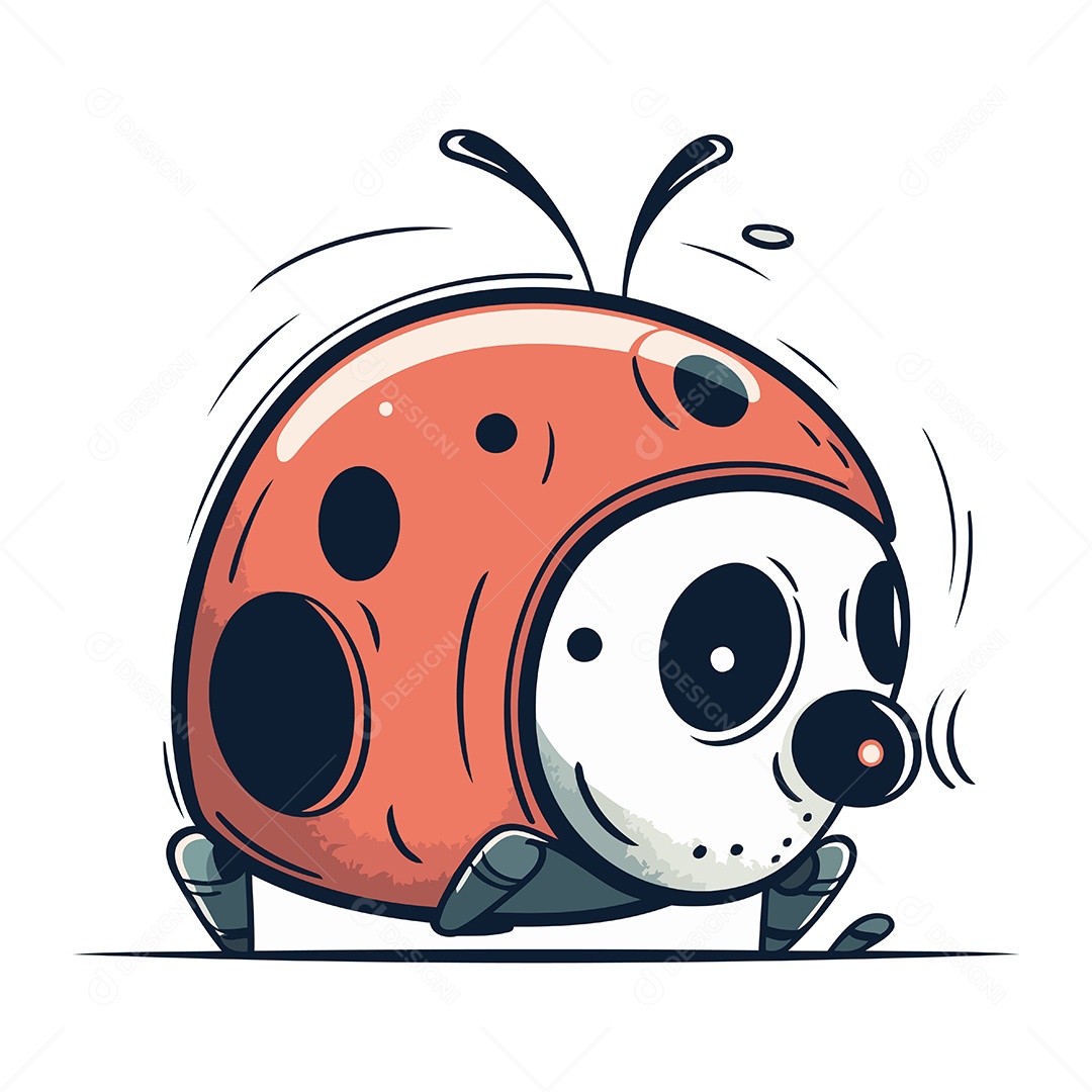 Joaninha Fofa de Desenho Animado Ilustração Vetor EPS