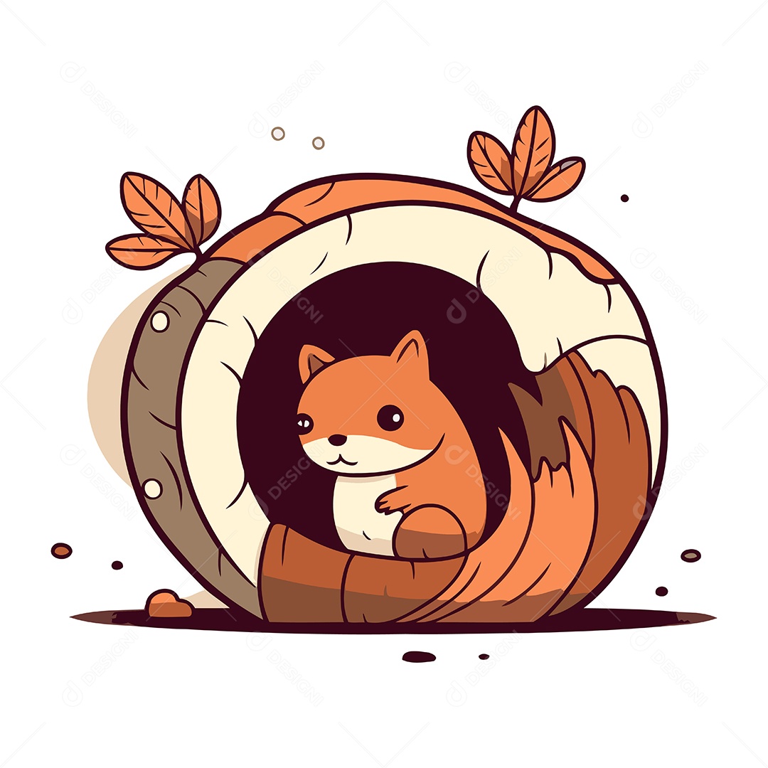 Esquilo de Desenho Animado Ilustração Vetor EPS