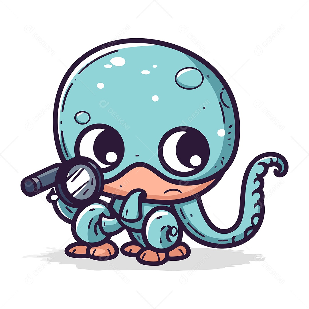 Polvo com Lupa de Desenho Animado Ilustração Vetor EPS