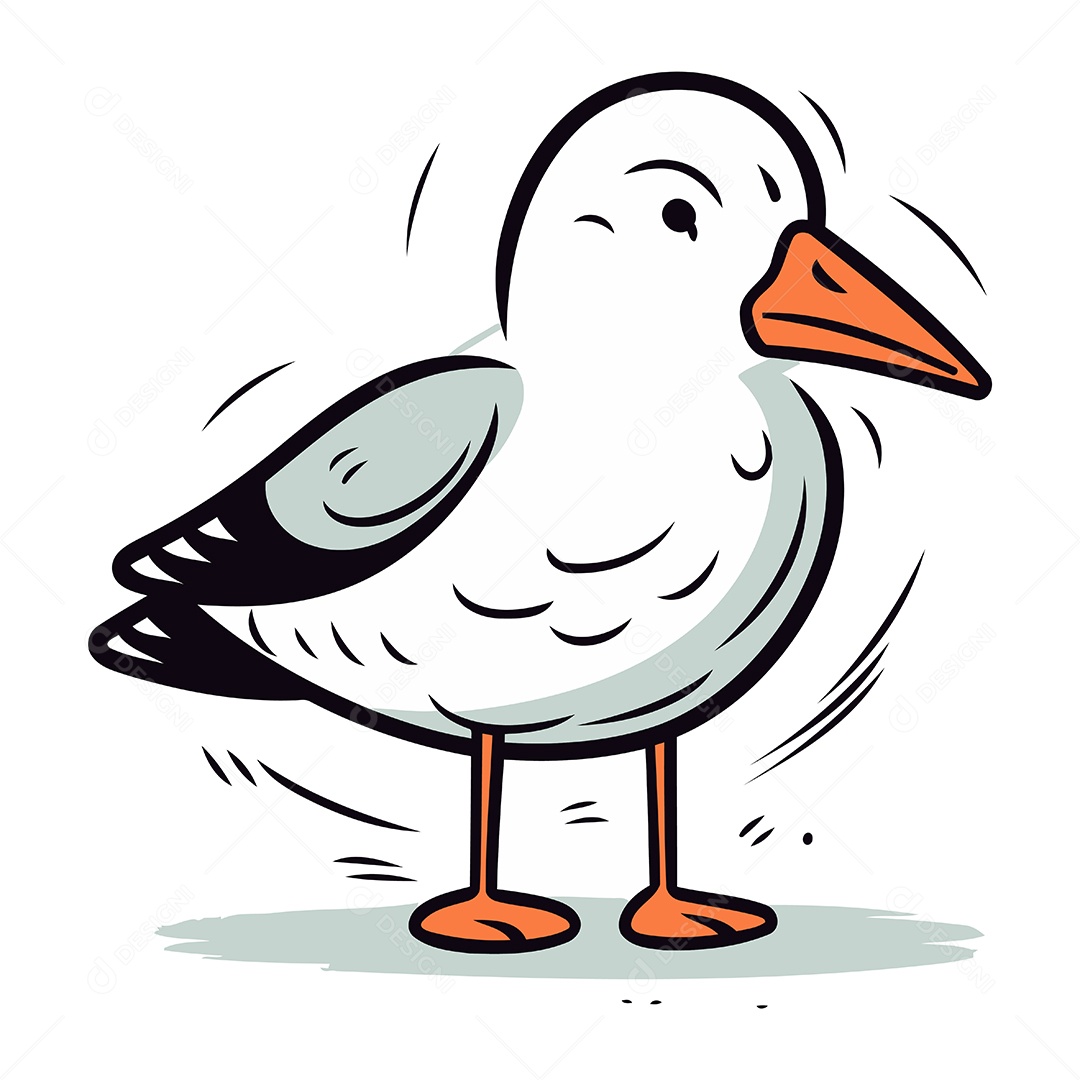 Gaivota de Desenho Animado Ilustração Vetor EPS