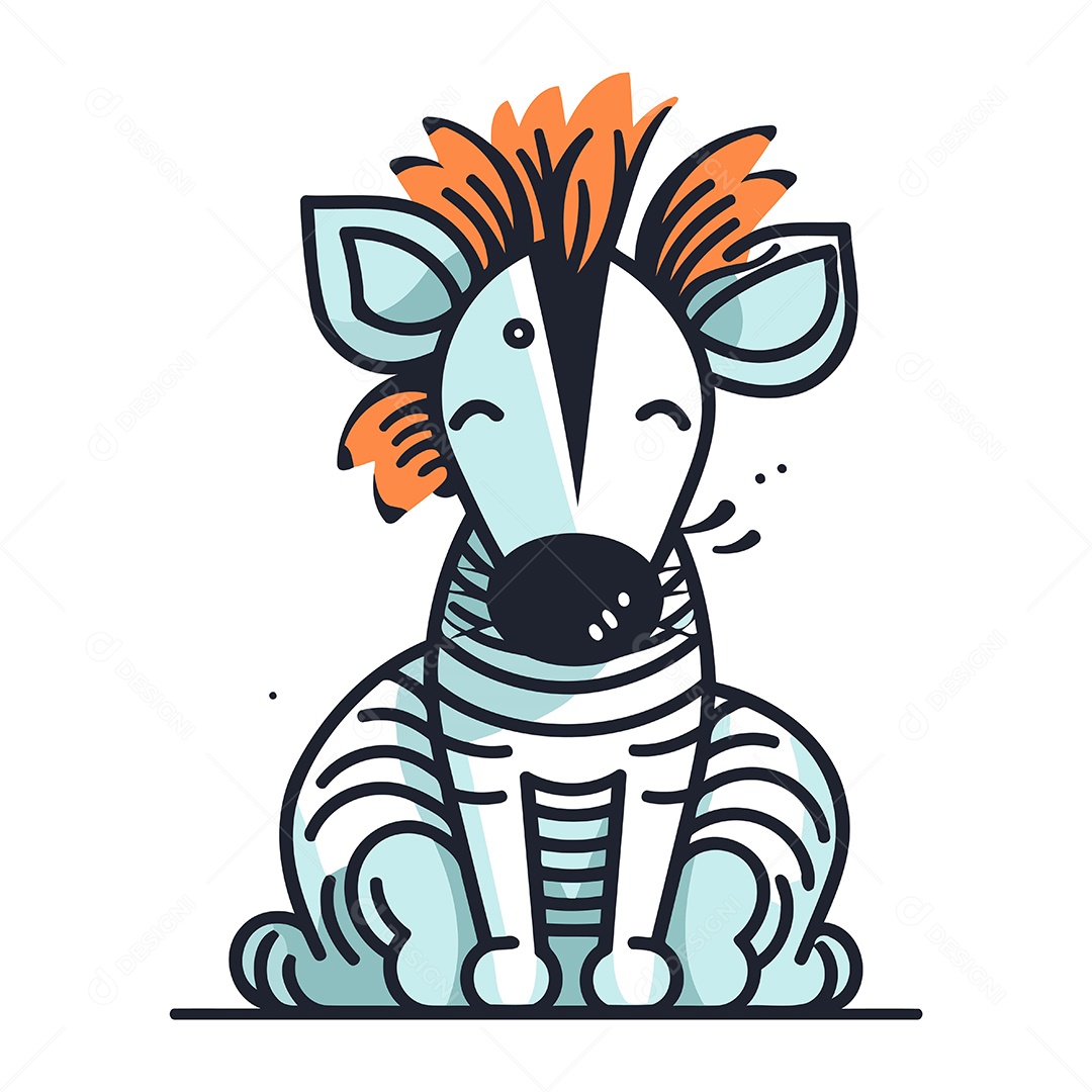 Zebra de Desenho Animado Ilustração Vetor EPS