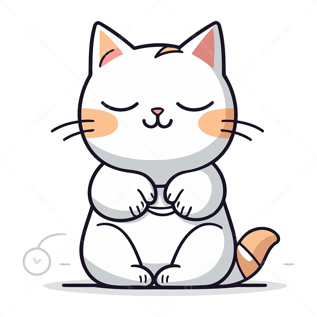 Gato Fofo de Desenho Animado Ilustração Vetor EPS