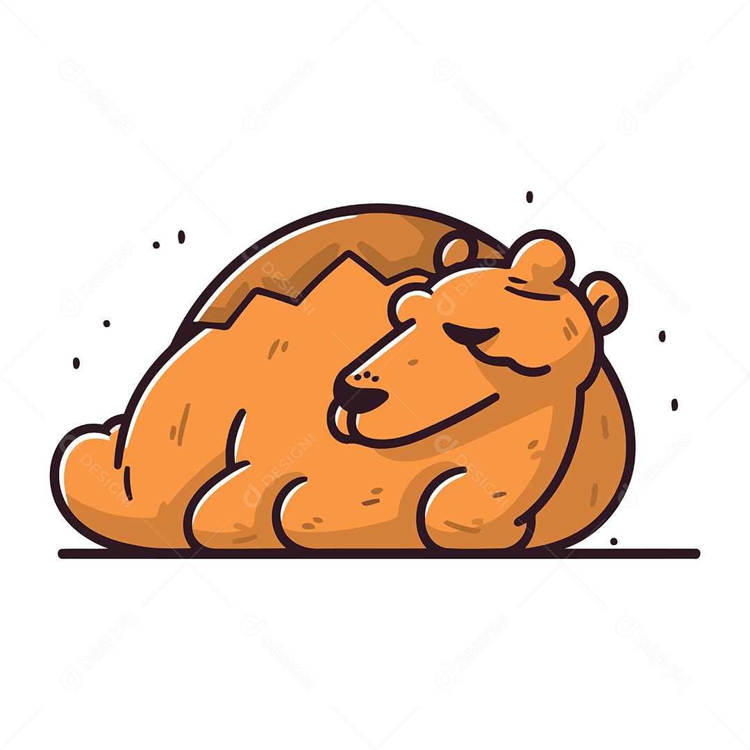Urso Fofo Dormindo de Desenho Animado Ilustração Vetor EPS