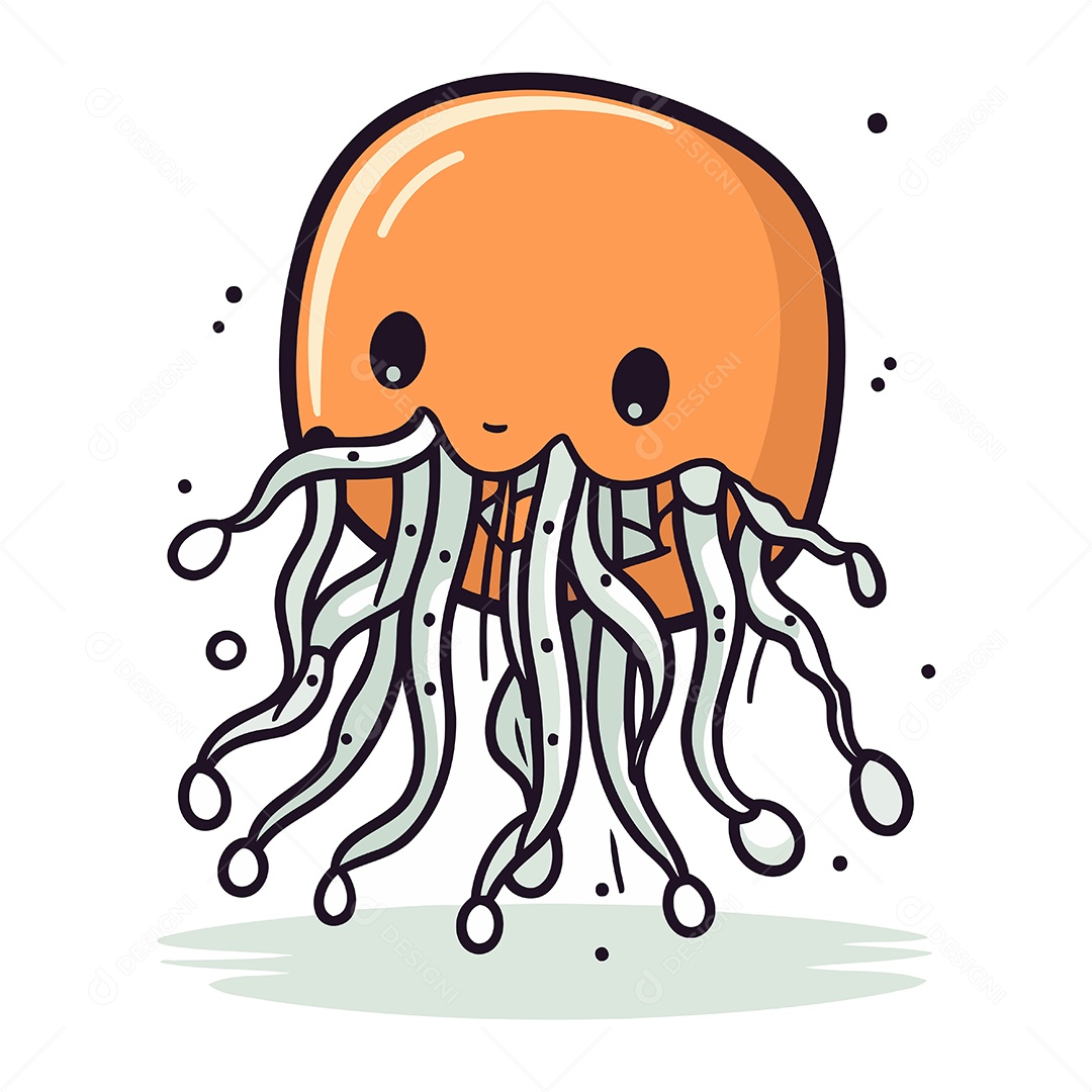 Água Viva de Desenho Animado Ilustração Vetor EPS