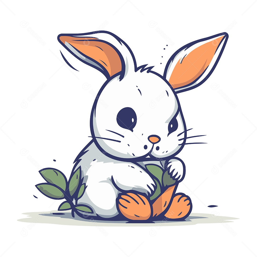 Coelho Fofo de Desenho Animado Ilustração Vetor EPS