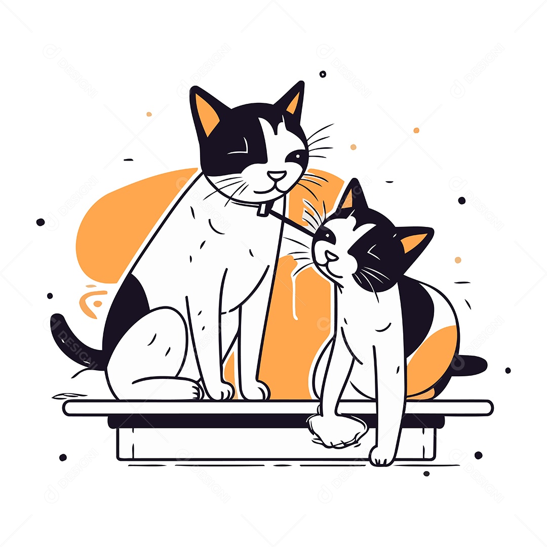 Gatos de Desenho Animado Ilustração Vetor EPS
