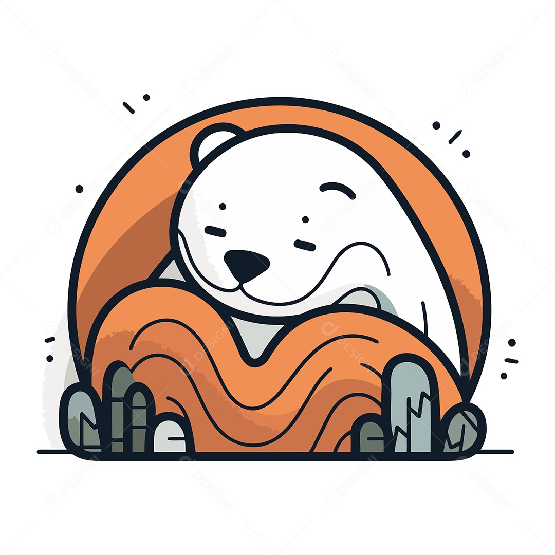 Urso Polar de Desenho Animado Ilustração Vetor EPS