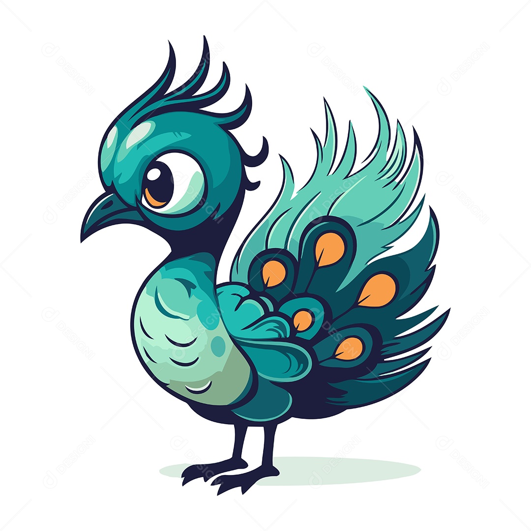 Pavão de Desenho Animado Ilustração Vetor EPS