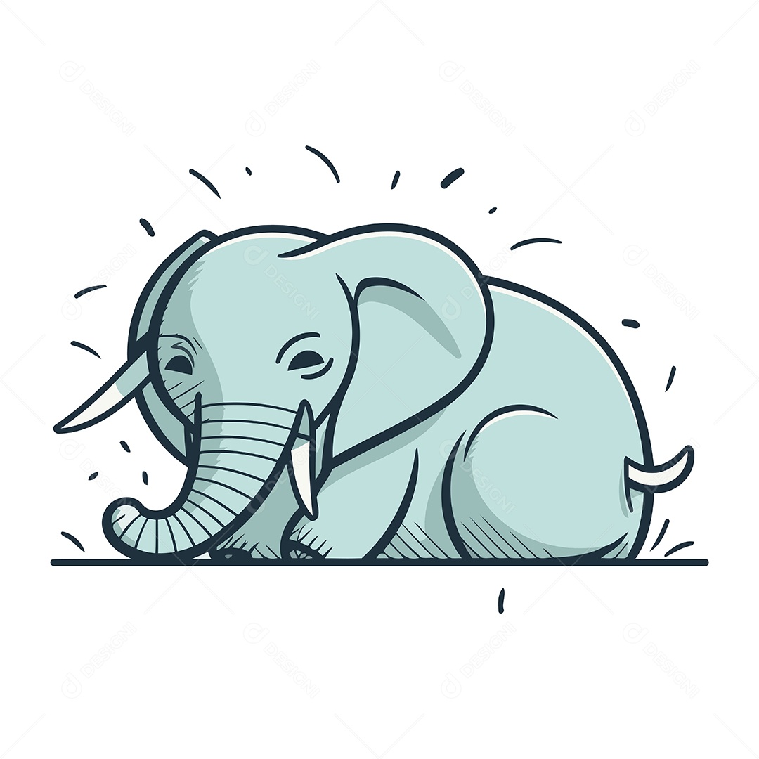 Elefante de Desenho Animado Ilustração Vetor EPS