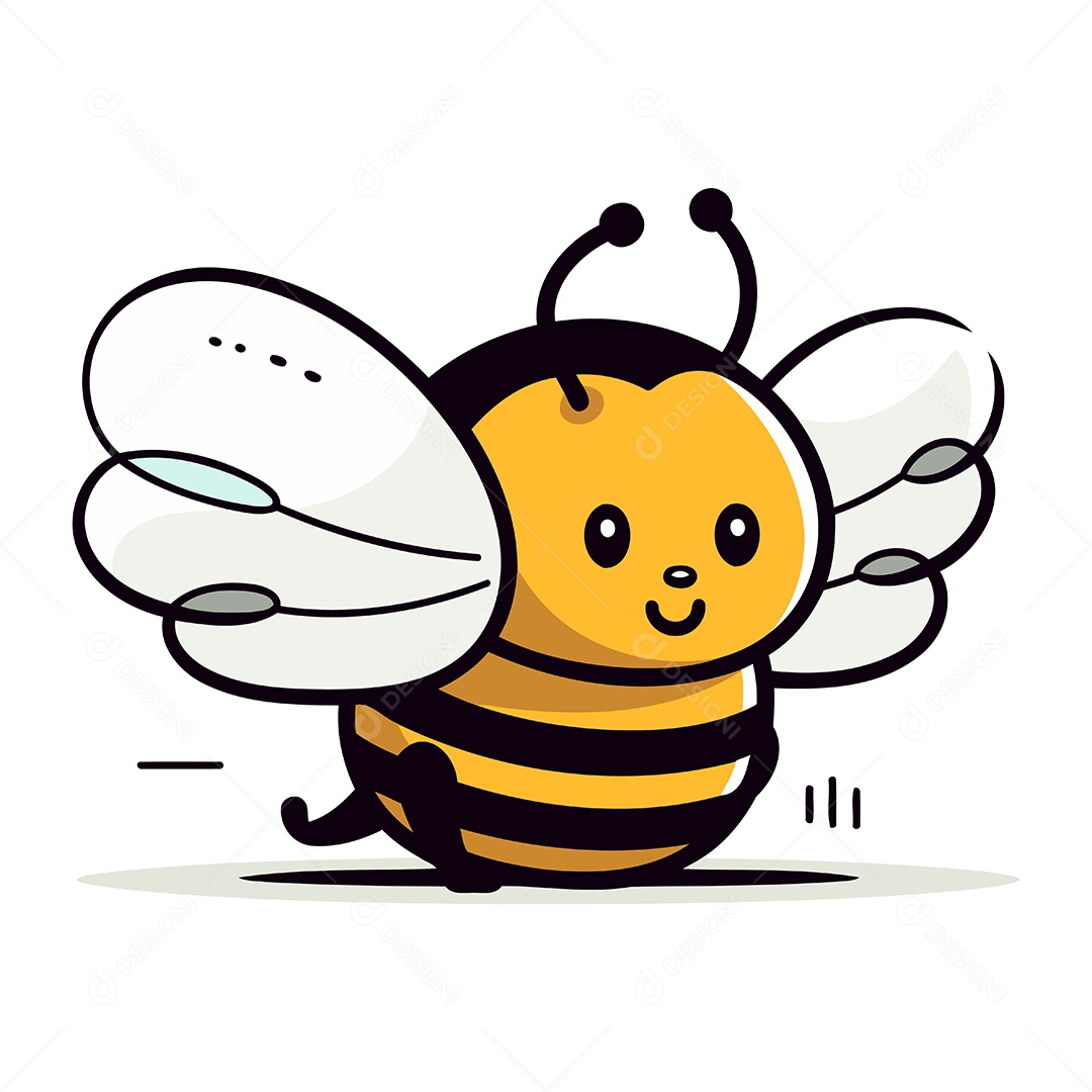 Abelha Fofa de Desenho Animado Ilustração Vetor EPS