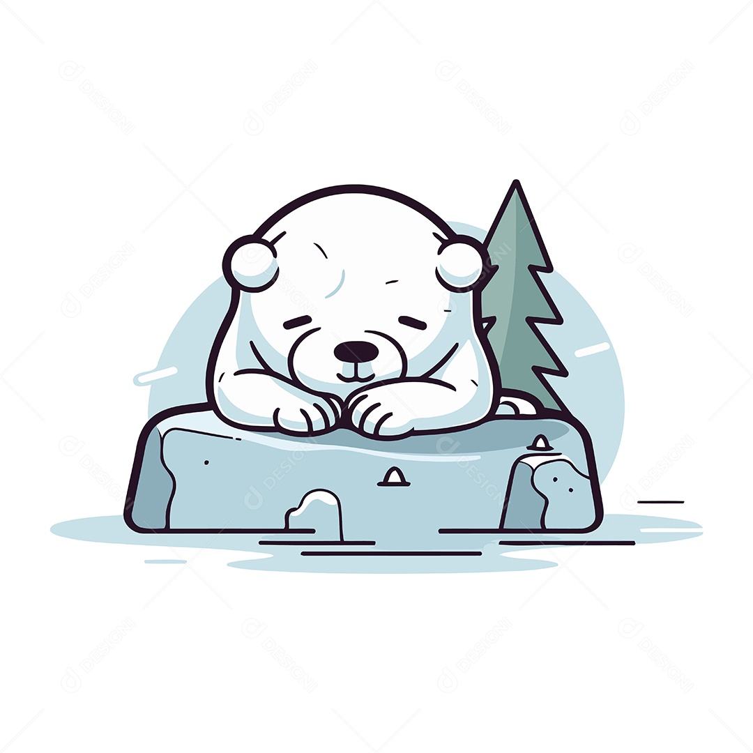 Urso Polar de Desenho Animado Ilustração Vetor EPS