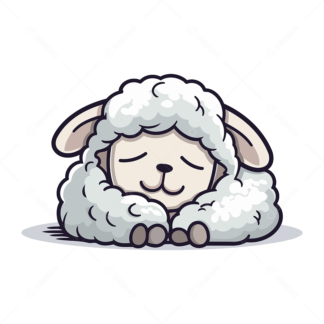Ovelha Fofa de Desenho Animado Ilustração Vetor EPS